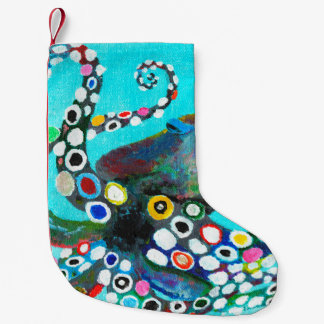 Kleurrijke octopus handgetekende illustratie schil kleine kerstsok