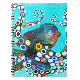 Kleurrijke octopus handgetekende illustratie schil notitieboek
