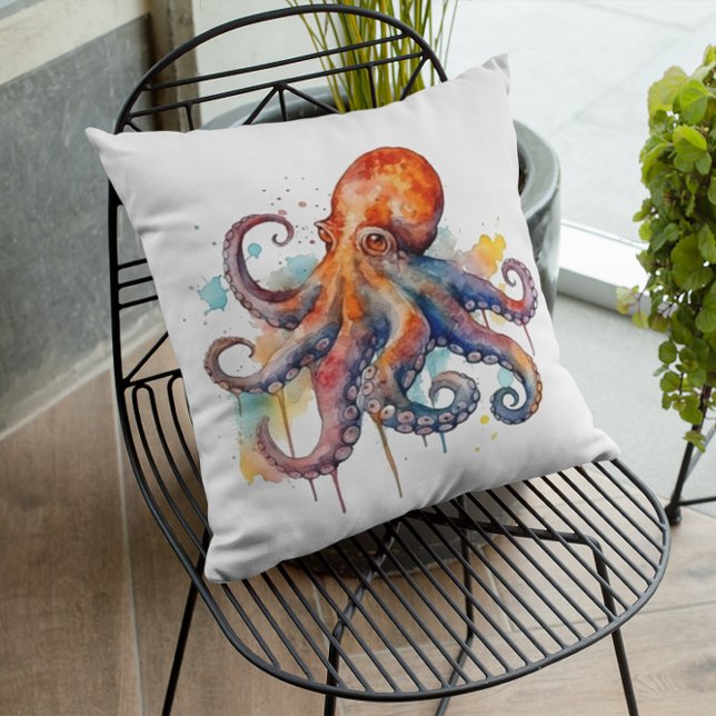 Kleurrijke octopus in waterverf grote ogen kussen (Creator heeft geüpload)