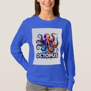Kleurrijke Octopus Kunst T-Shirt Met Spetterende K