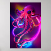 Kleurrijke Octopus Poster - Zee Monster Digitale K (Voorkant)