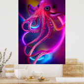 Kleurrijke Octopus Poster - Zee Monster Digitale K (Keuken)
