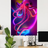 Kleurrijke Octopus Poster - Zee Monster Digitale K (Thuiskantoor)