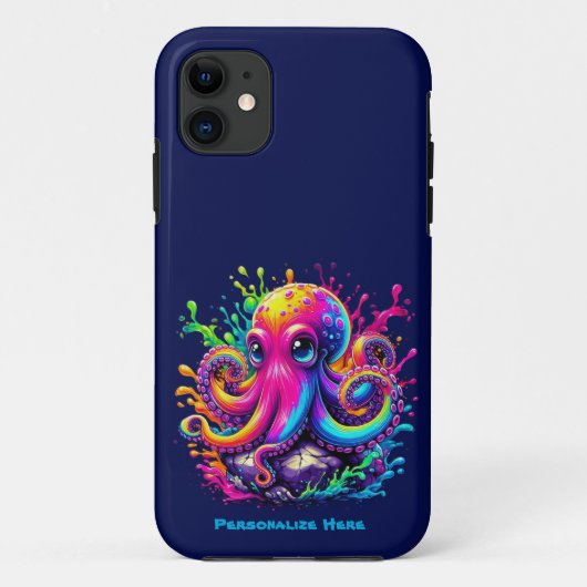 Kleurrijke Octopus Splash Case-Mate iPhone Case (Achterkant)
