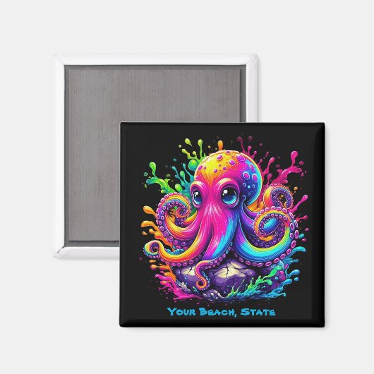Kleurrijke Octopus Splash Magneet (Voorkant / Achterkant)