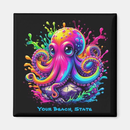 Kleurrijke Octopus Splash Magneet (Voorkant)