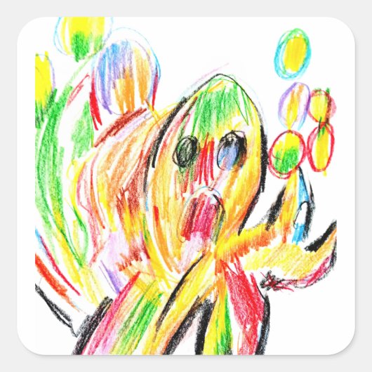 Kleurrijke octopus vierkante sticker (Voorkant)