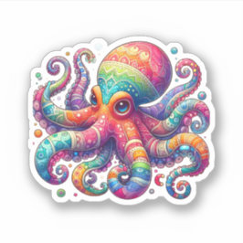 Kleurrijke Octopus Vinyl Sticker