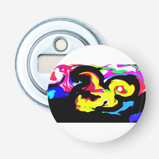 Kleurrijke octopusgolf   button flesopener (Voorkant)