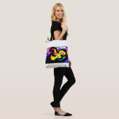 Kleurrijke octopusgolf tote bag (Op model)
