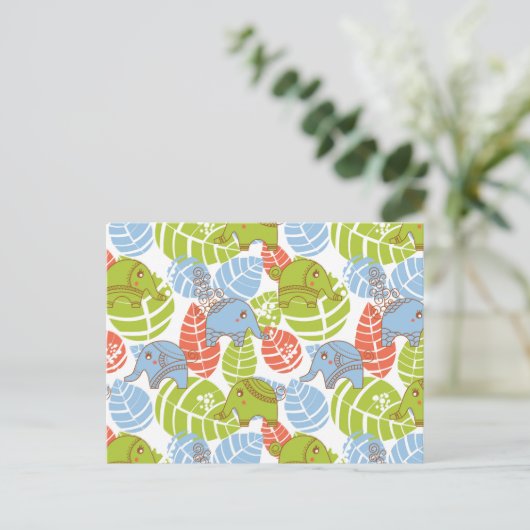 Kleurrijke Oerwoud Elephants Briefkaart (Staand voorkant)