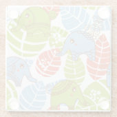 Kleurrijke Oerwoud Elephants Glazen Onderzetter (Achterkant)