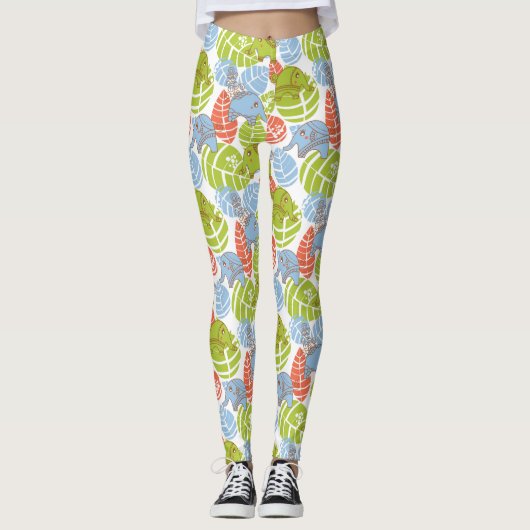 Kleurrijke Oerwoud Elephants Leggings (Voorkant)
