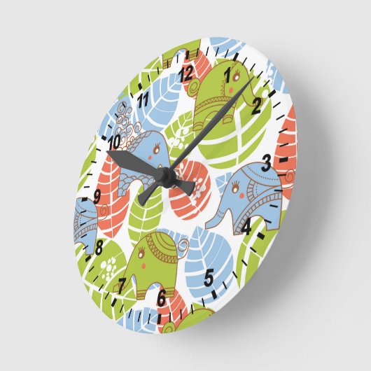 Kleurrijke Oerwoud Elephants Ronde Klok (Hoek)