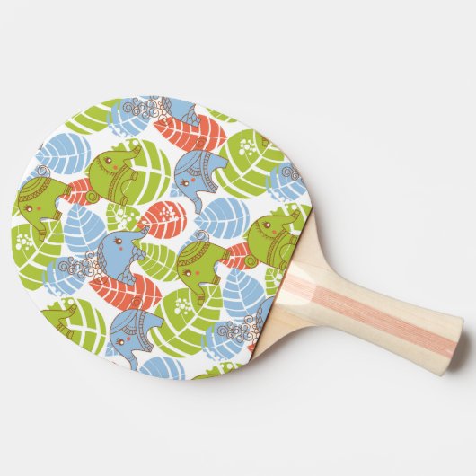 Kleurrijke Oerwoud Elephants Tafeltennisbatje (Zijkant)