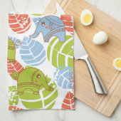 Kleurrijke Oerwoud Elephants Theedoek (Quarter Fold)