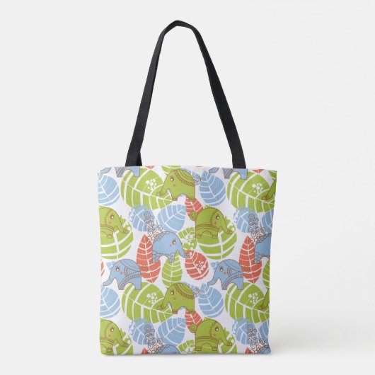 Kleurrijke Oerwoud Elephants Tote Bag (Achterkant)