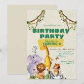 Kleurrijke Oerwoud thema Kids Verjaardagsuitnodigi Kaart (Voorkant / Achterkant)