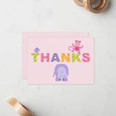 Kleurrijke Oerwouden Dieren voor Baby Meisje Roze  Notitiekaartje (Voorkant / Achterkant in situ)