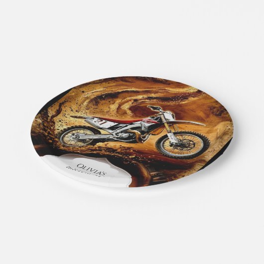 Kleurrijke Off Road Kinderen Motorcycle Birthday Papieren Bordje (Gekanteld)