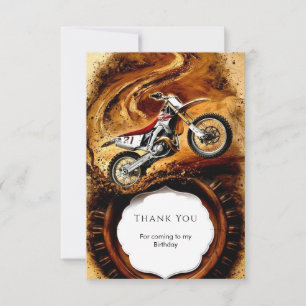 Kleurrijke Offroad Kinder Motorfiets Verjaardag Bedankkaart