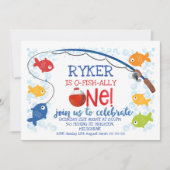 Kleurrijke Ofishally Een Gevist Bobber 1e Verjaard Kaart (Voorkant)