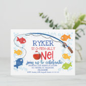 Kleurrijke Ofishally Een Gevist Bobber 1e Verjaard Kaart (Staand voorkant)