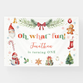 Kleurrijke Oh Wat Leuk 1e Kerst Verjaardagsfeestje Spandoek