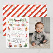 Kleurrijke Oh Wat Leuk 1e Kerstmis Verjaardag Foto Kaart (Voorkant / Achterkant)