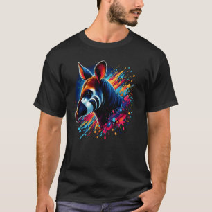 Kleurrijke Okapi Splash Paint Artwork T-shirt