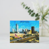Kleurrijke Oklahoma City Skyline Panorama Uitzicht Briefkaart (Staand voorkant)