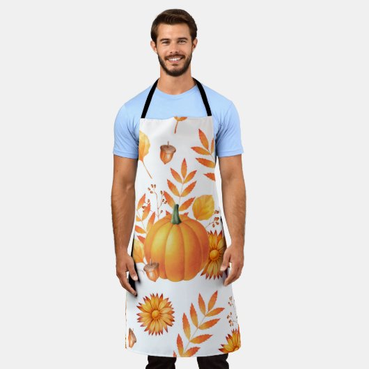 Kleurrijke oktober pompoenen herfstpatroon schort (Gedragen)