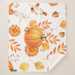 Kleurrijke oktober pompoenen herfstpatroon sherpa deken