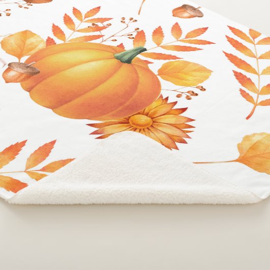 Kleurrijke oktober pompoenen herfstpatroon sherpa deken (3/4)