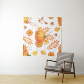 Kleurrijke oktober pompoenen herfstpatroon wandkleed (In Situ (horizontaal))