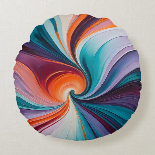 Kleurrijke olieverf kunst rond Sierkussen Kussen (Voorkant)
