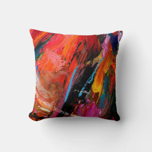 Kleurrijke olieverfpenseelstreek abstracte achterg kussen