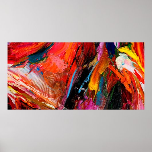 Kleurrijke olieverfpenseelstreek abstracte achterg poster (Voorkant)