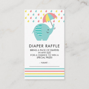 Kleurrijke Olifant Baby shower Luier Raffle Ticket Informatiekaartje
