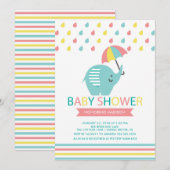 Kleurrijke olifant Baby shower uitnodiging (Voorkant / Achterkant)