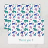 Kleurrijke olifant bedankkaart -  (Voorkant / Achterkant)