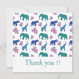 Kleurrijke olifant bedankkaart - kaart
