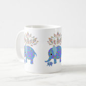 Kleurrijke Olifant Blauwe Mok (Voorkant links)