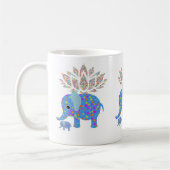 Kleurrijke Olifant Blauwe Mok (Links)