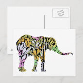 kleurrijke olifant briefkaart (Voorkant / Achterkant)
