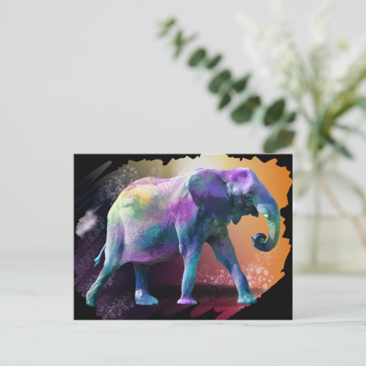 kleurrijke olifant briefkaart (Staand voorkant)