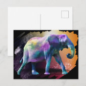kleurrijke olifant briefkaart (Voorkant / Achterkant)