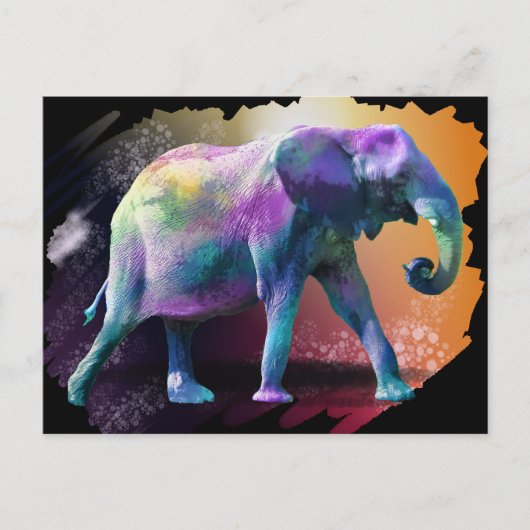 kleurrijke olifant briefkaart (Voorkant)