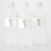 Kleurrijke olifant Cartoon Kinderen op 12 septembe Waterfles Etiket (Flessen)