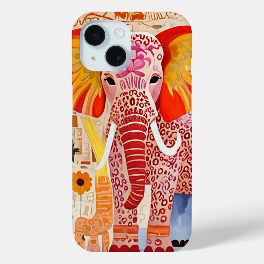 Kleurrijke Olifant Collage Kunst  Case-Mate iPhone Case (Achterkant)